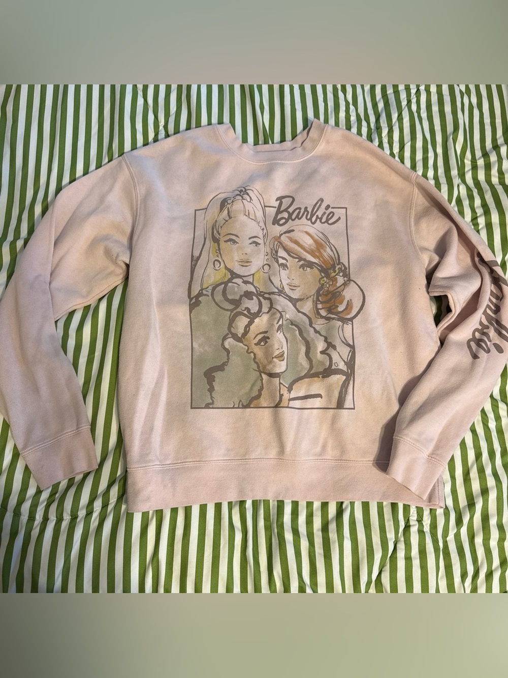 Barbie Pastel Pink Graphic Sweatshirt with Multicolor Illustration